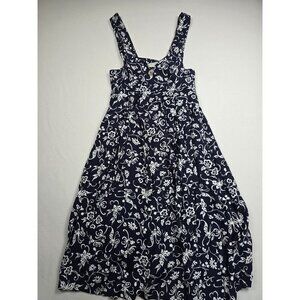 Vintage Express Floral Sleeveless Navy & White Sundress 90s Y2K Small Medium